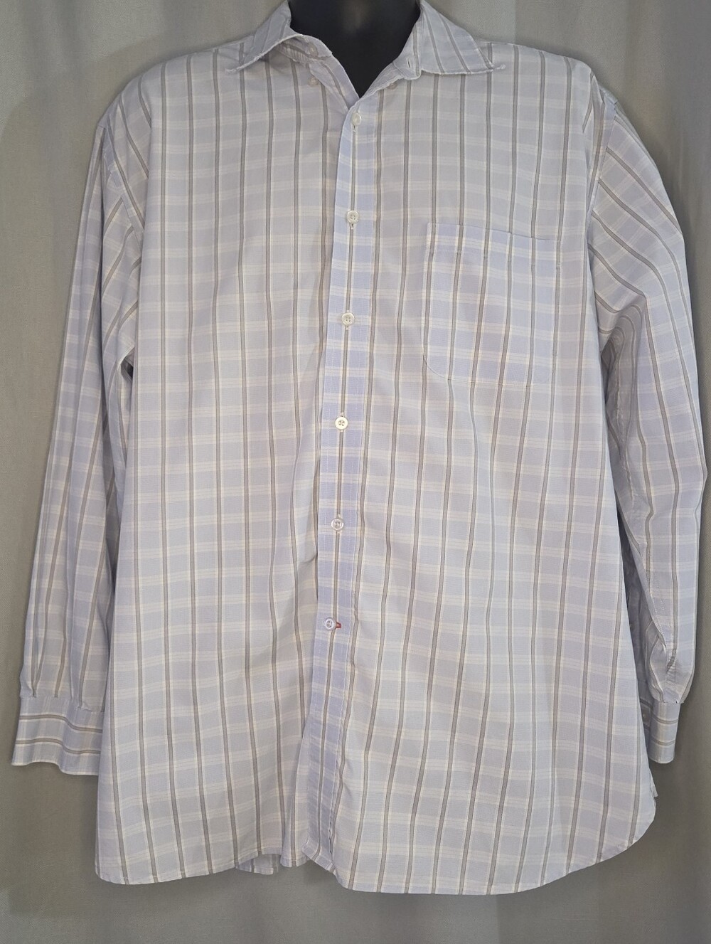 Daniel Cremieux Light Blue and White Plaid Dress Shirt Size XL